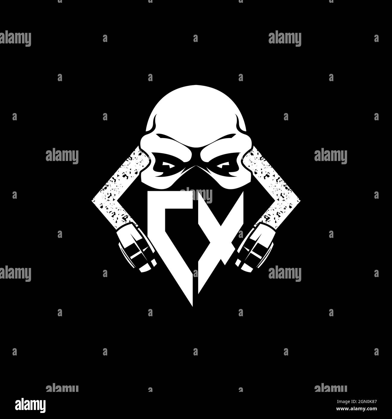 CX Monogram ESport Gaming with Skull Mask Shape Style Vector Stock Vector