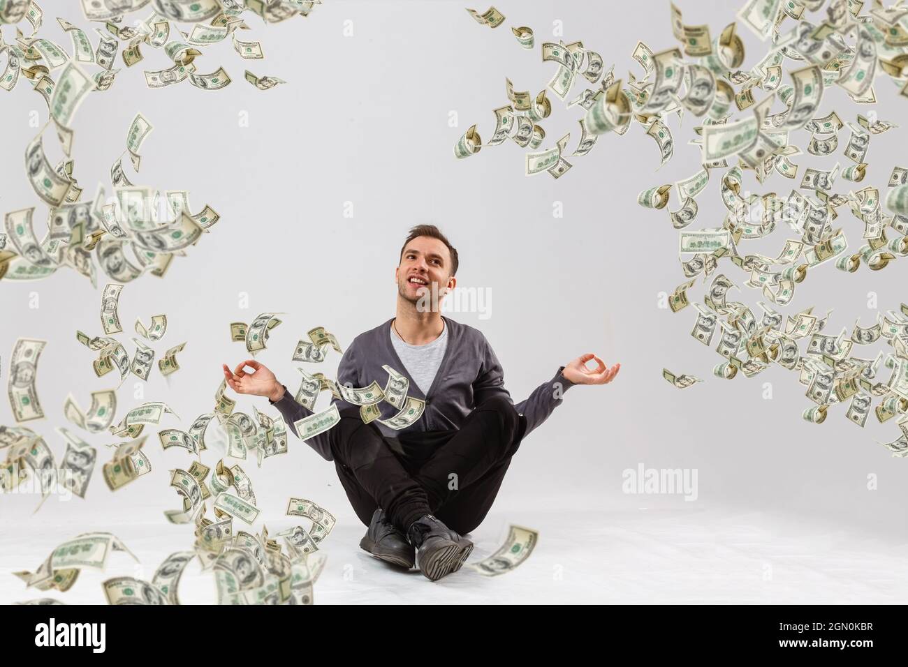 view of business man money isolated on white background, concept for ...