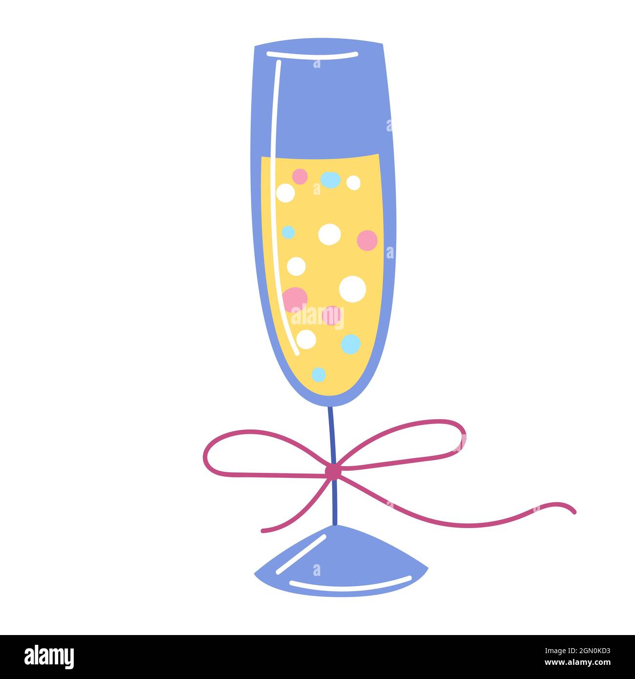 Illustration of Happy Birthday glass with champagne. Celebration or