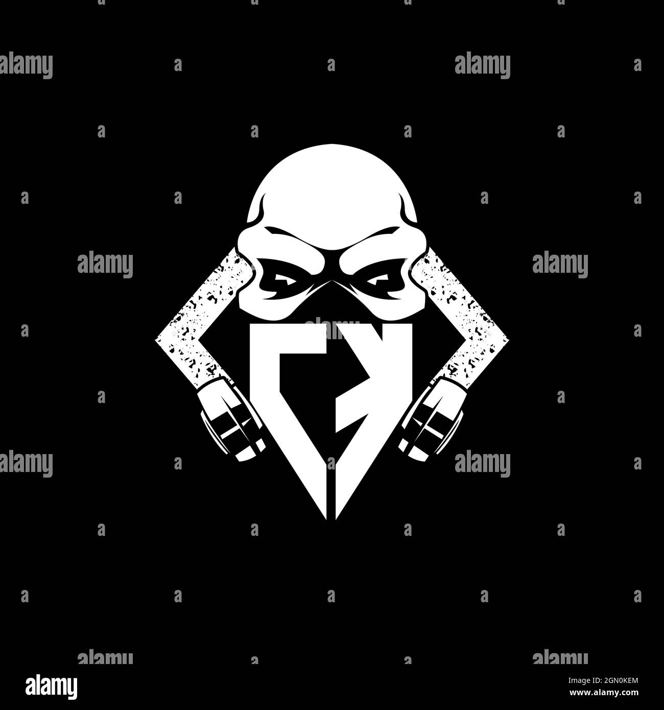 CK Monogram ESport Gaming with Skull Mask Shape Style Vector Stock Vector