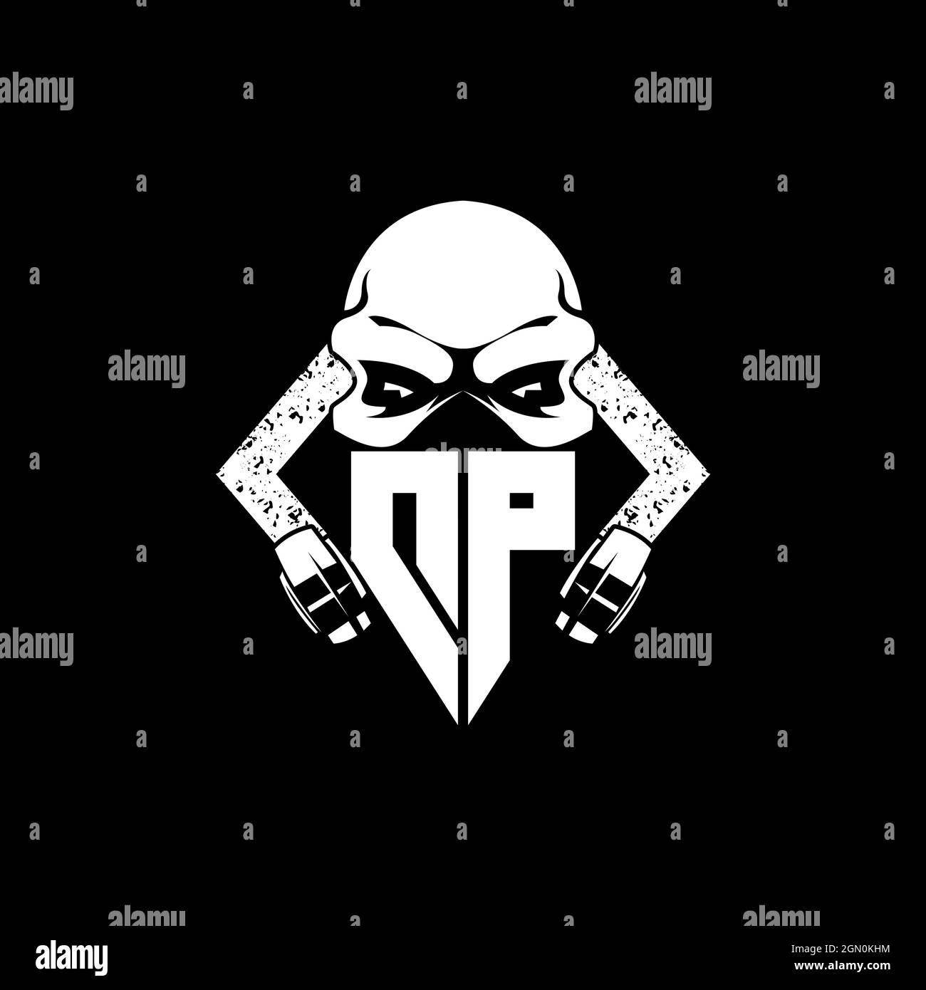 DP Monogram ESport Gaming with Skull Mask Shape Style Vector Stock Vector