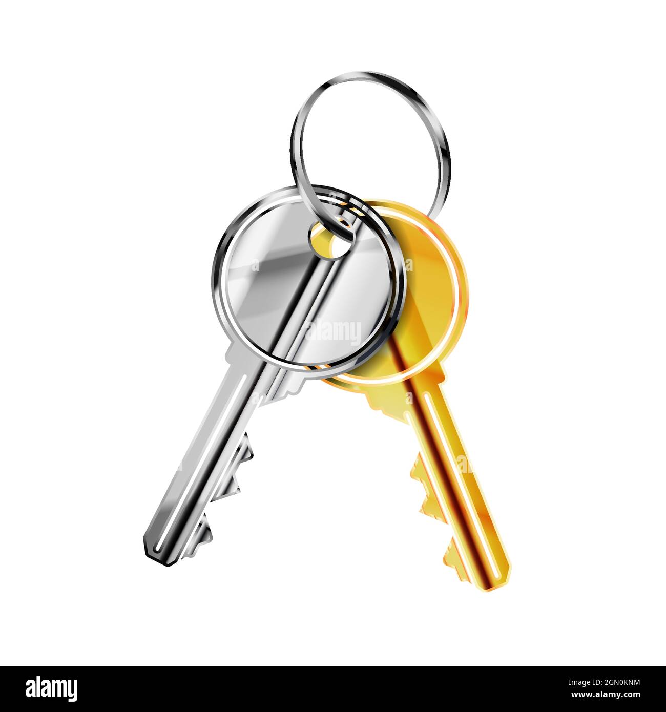 Couple of door keys made of different metal like brass and steel