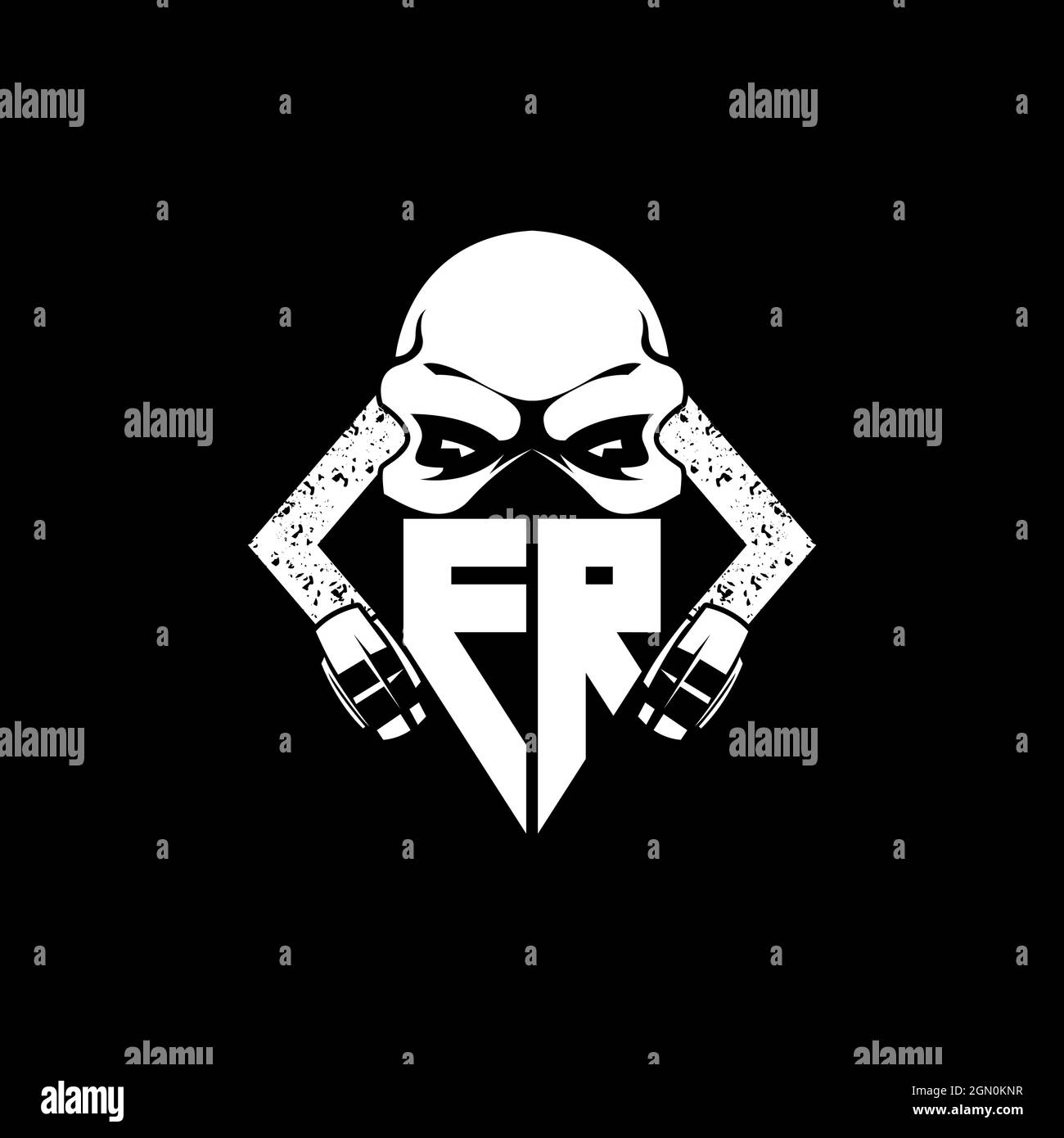 FR Monogram ESport Gaming with Skull Mask Shape Style Vector Stock Vector
