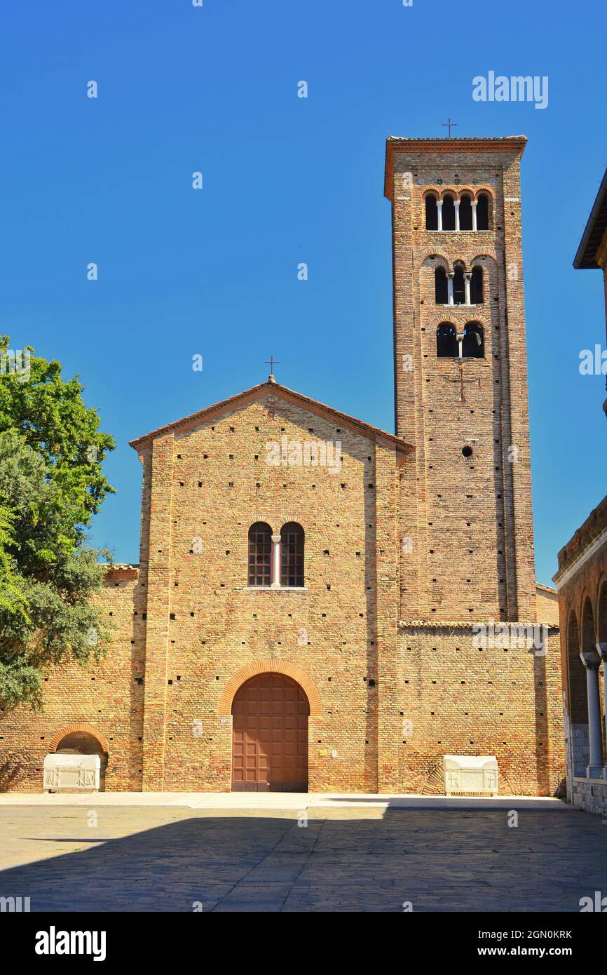 The church dating back to the IX-X century is known for being the place of Dante Alighieri's funeral and is part of the Ravenna 'Dantesque Zone'. Stock Photo