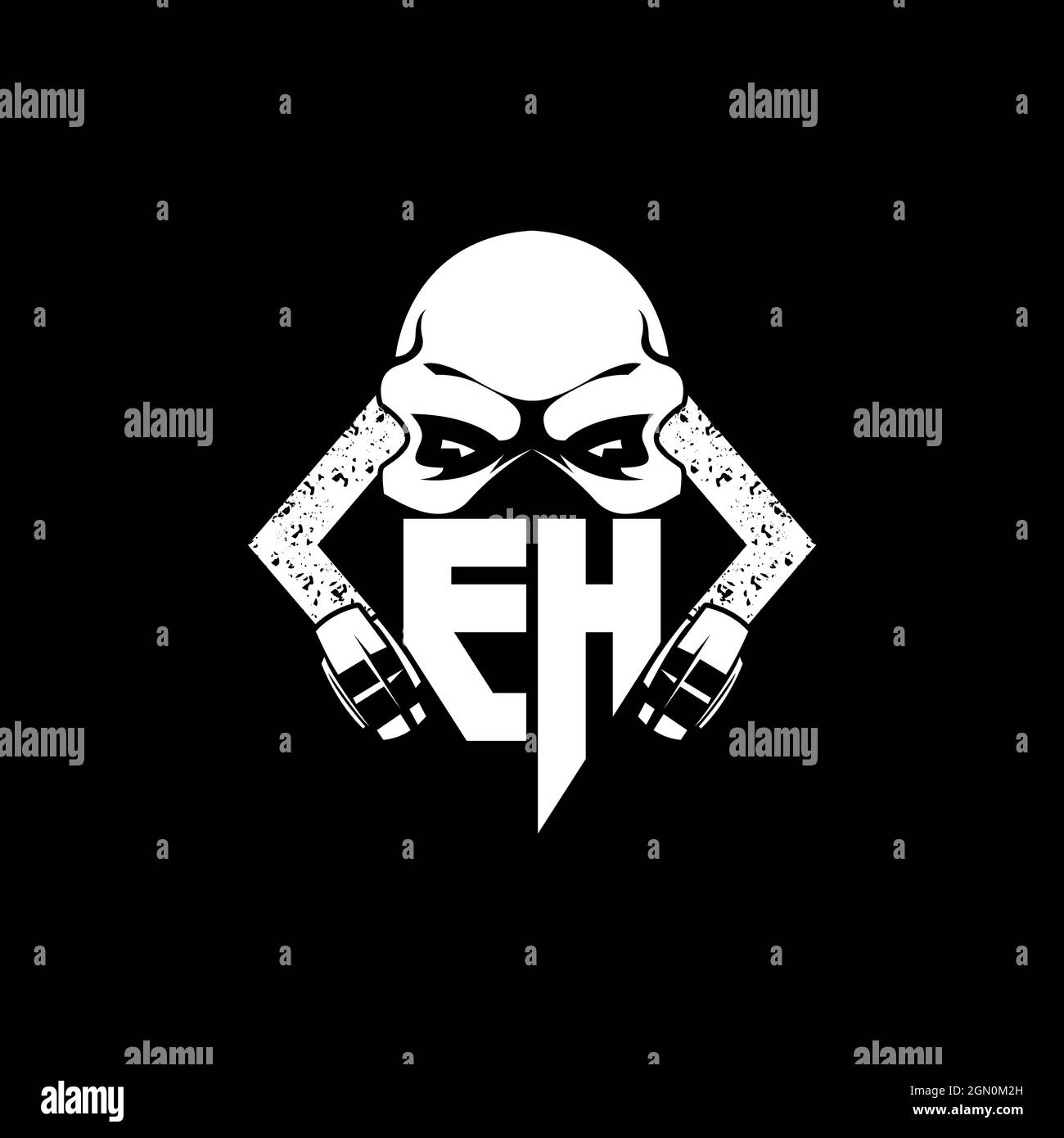 EH Monogram ESport Gaming with Skull Mask Shape Style Vector Stock Vector