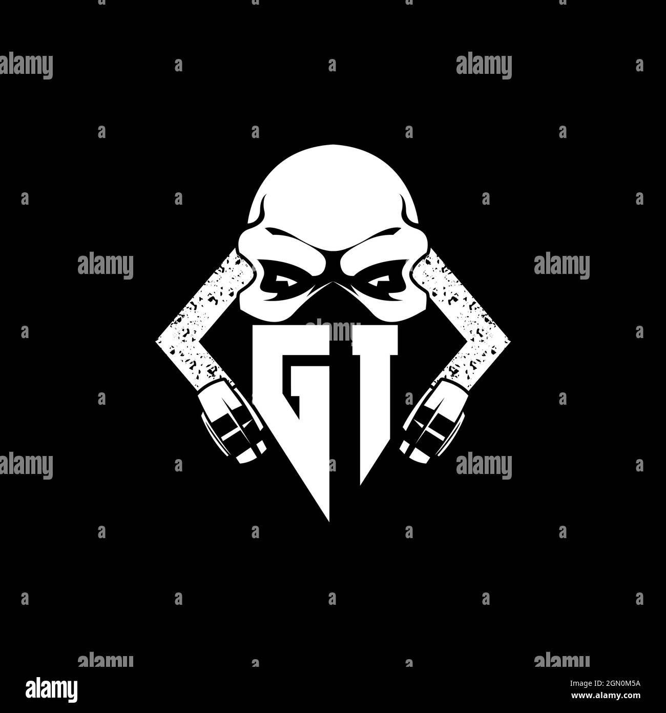 GI Monogram ESport Gaming with Skull Mask Shape Style Vector Stock Vector
