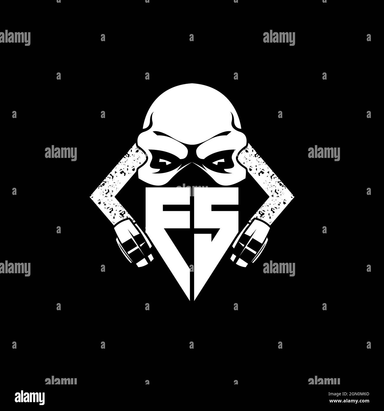 FS Monogram ESport Gaming with Skull Mask Shape Style Vector Stock Vector