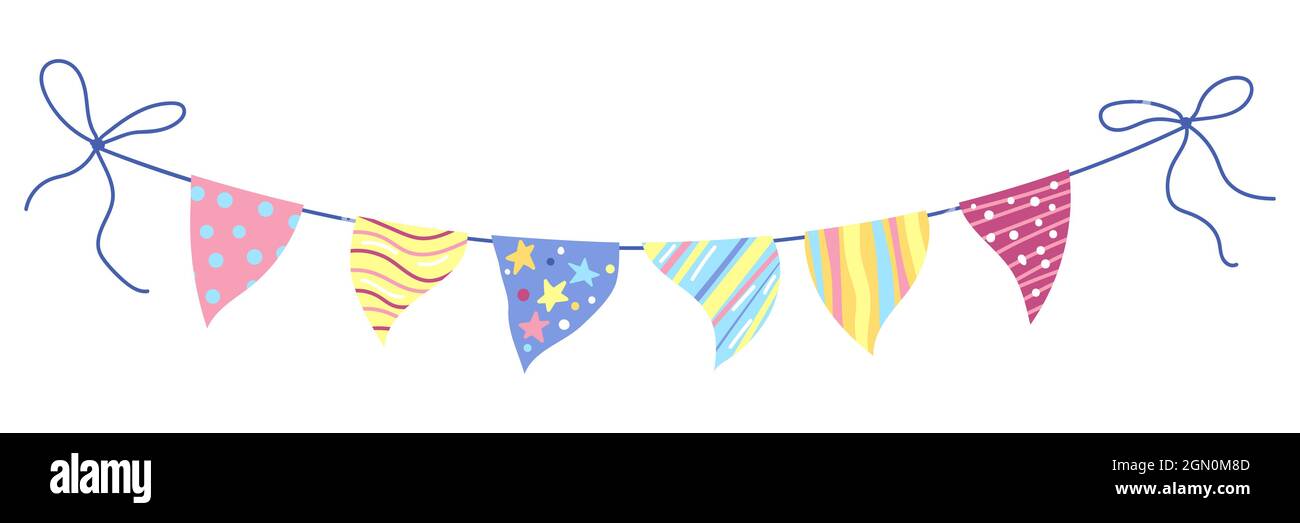 Illustration of Happy Birthday flags garland. Celebration or holiday