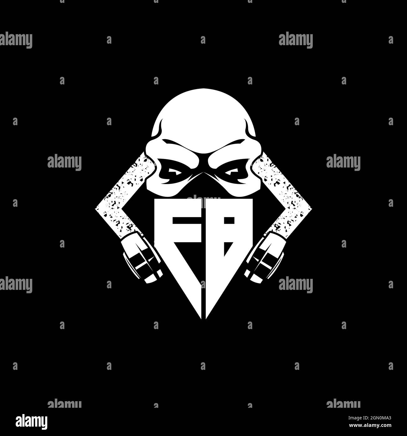 FB Monogram ESport Gaming with Skull Mask Shape Style Vector Stock Vector