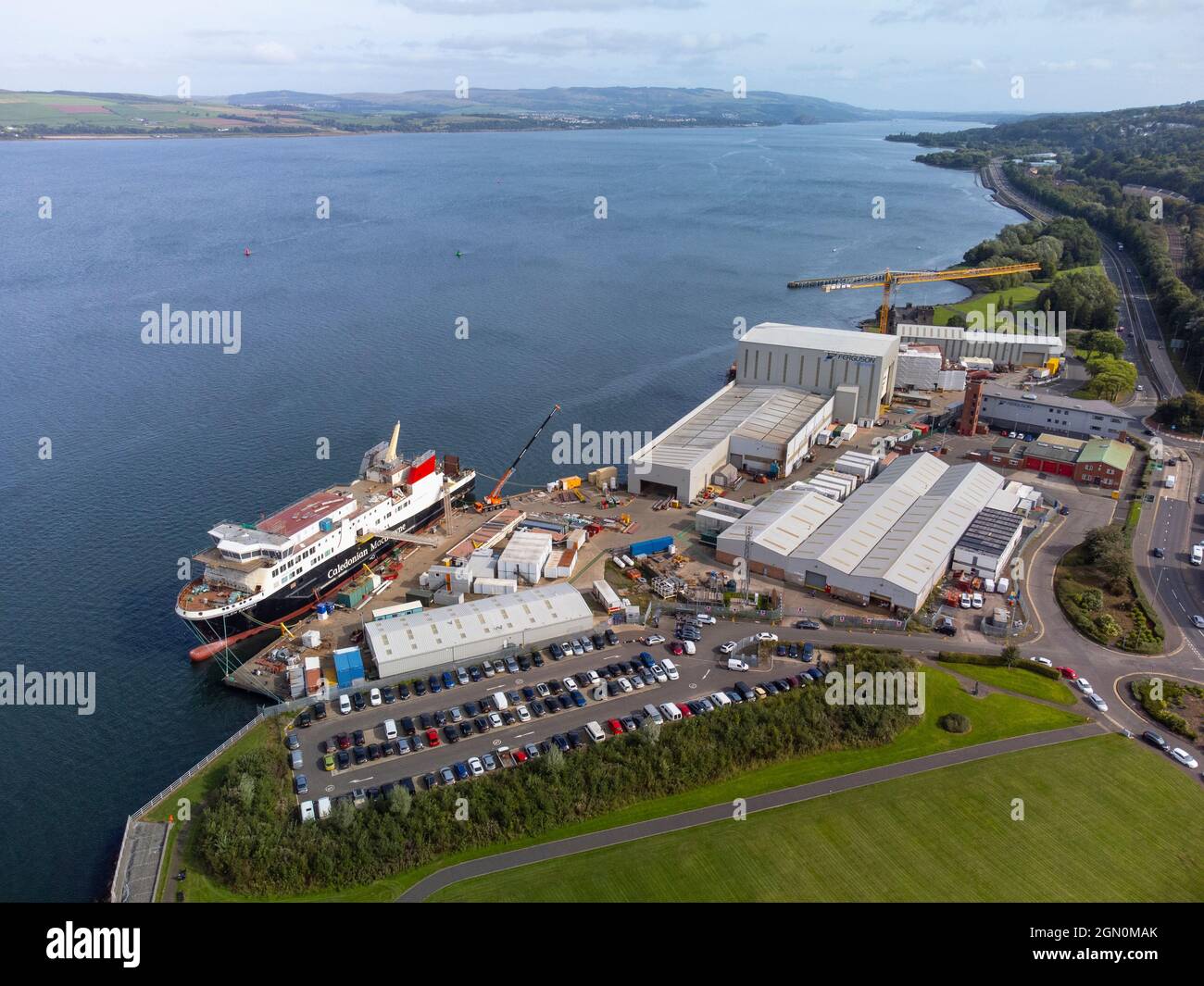 Port Glasgow, Scotland, UK. 21st September 2021. Aerial view of Glen ...