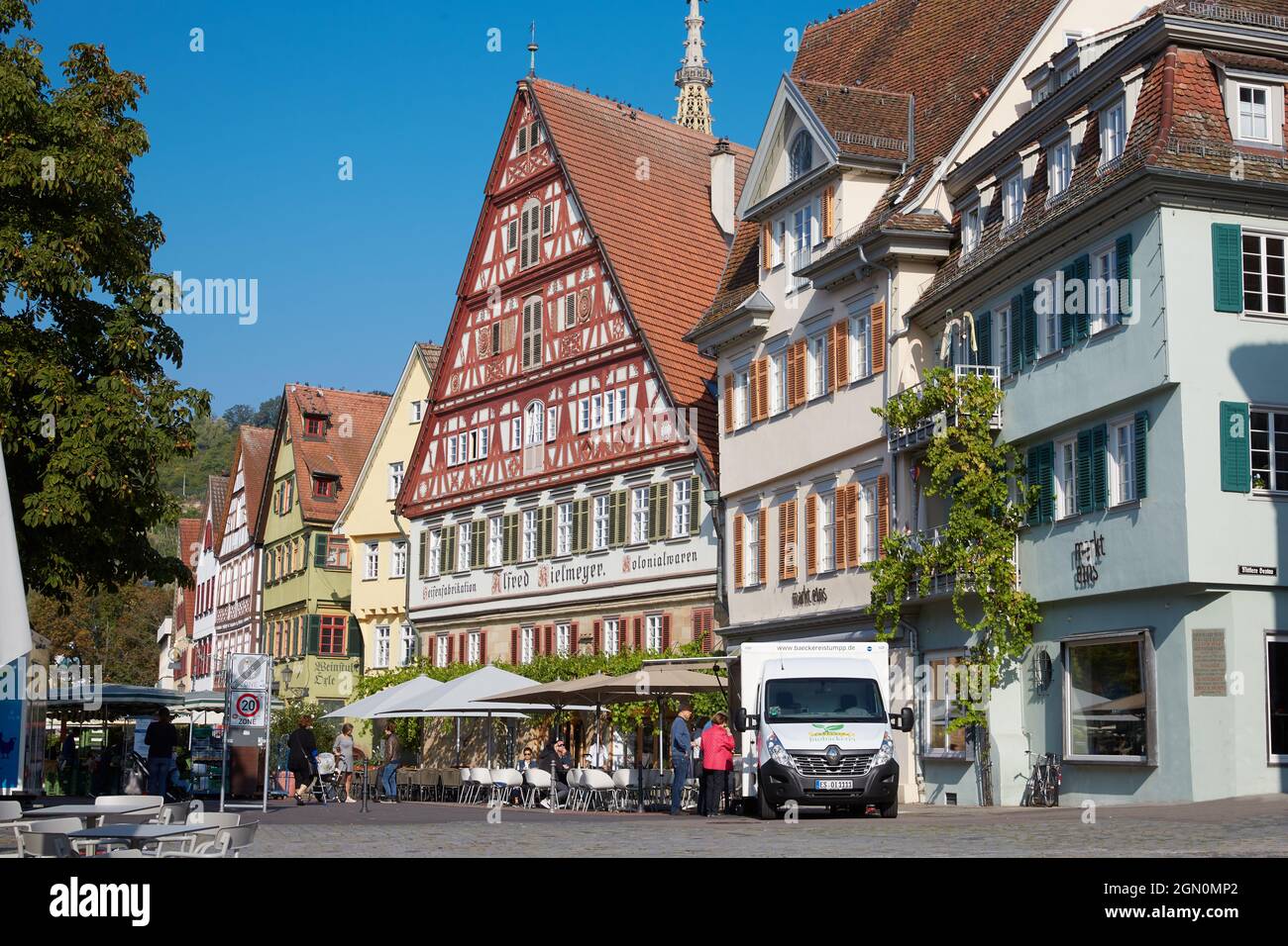 Old town with half-timbered houses in Esslingen am Neckar, Baden ...