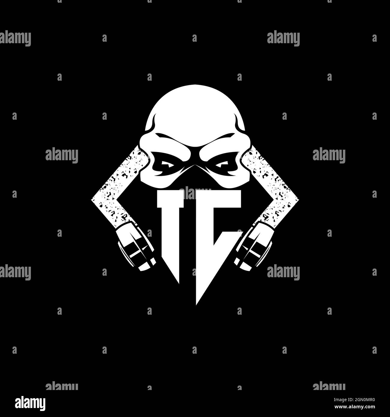 IC Monogram ESport Gaming with Skull Mask Shape Style Vector Stock Vector