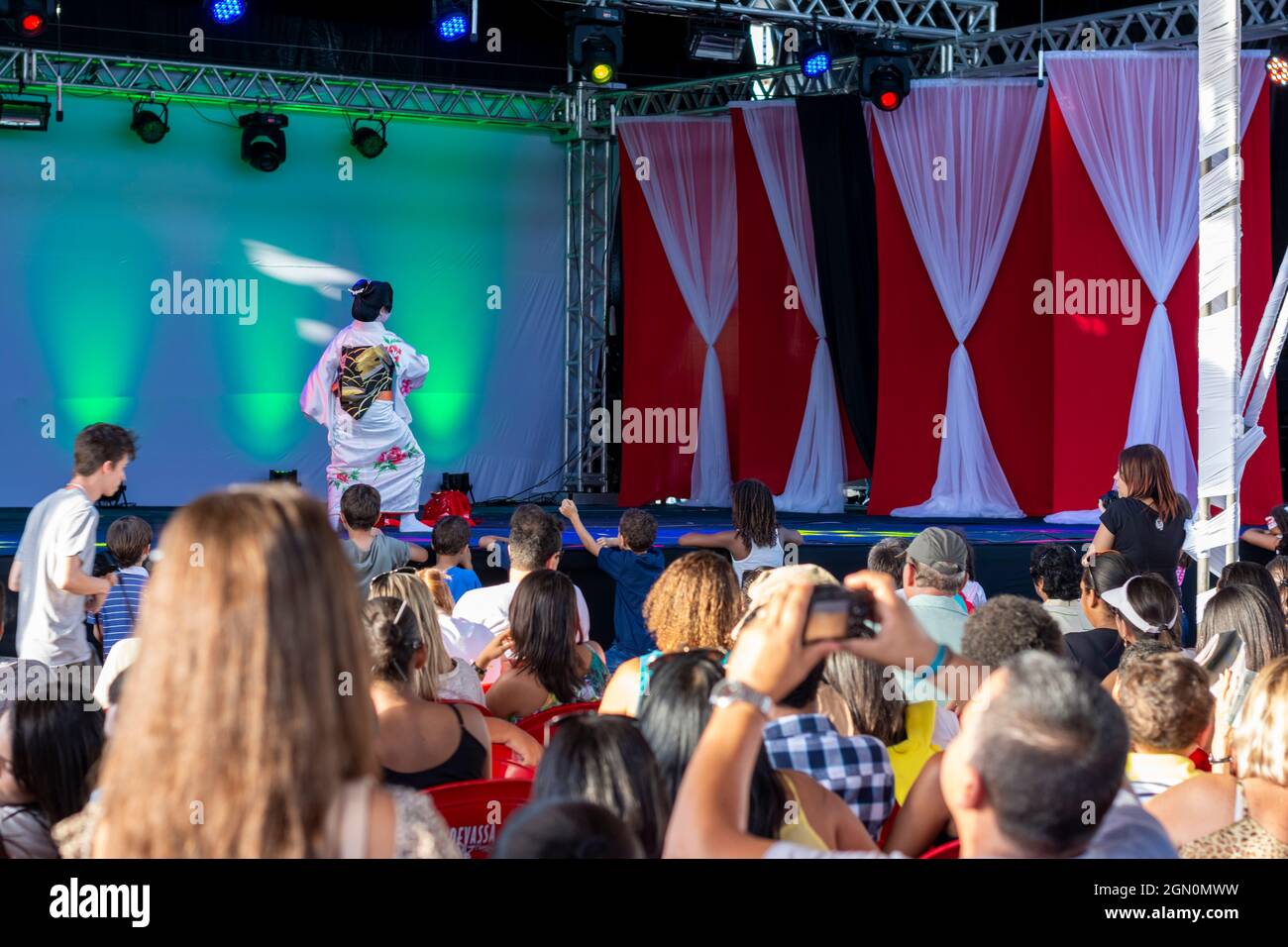 Salvador, Bahia, Brazil - August 31, 2014: Japanese tradition at the Bonodori Festival held in Salvador, Bahia. Stock Photo