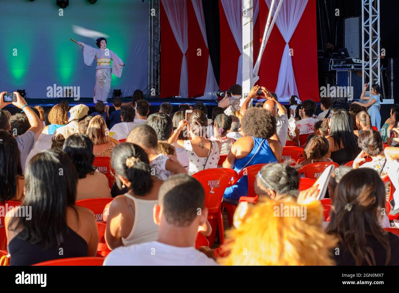 Salvador, Bahia, Brazil - August 31, 2014: Japanese tradition at the Bonodori Festival held in Salvador, Bahia. Stock Photo