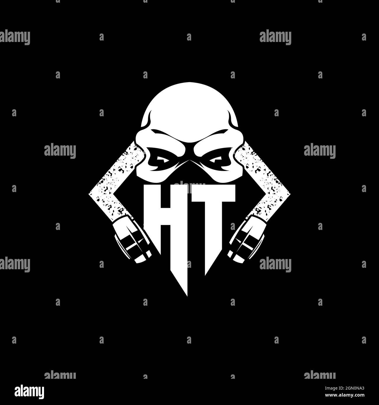 HT Monogram ESport Gaming with Skull Mask Shape Style Vector Stock Vector