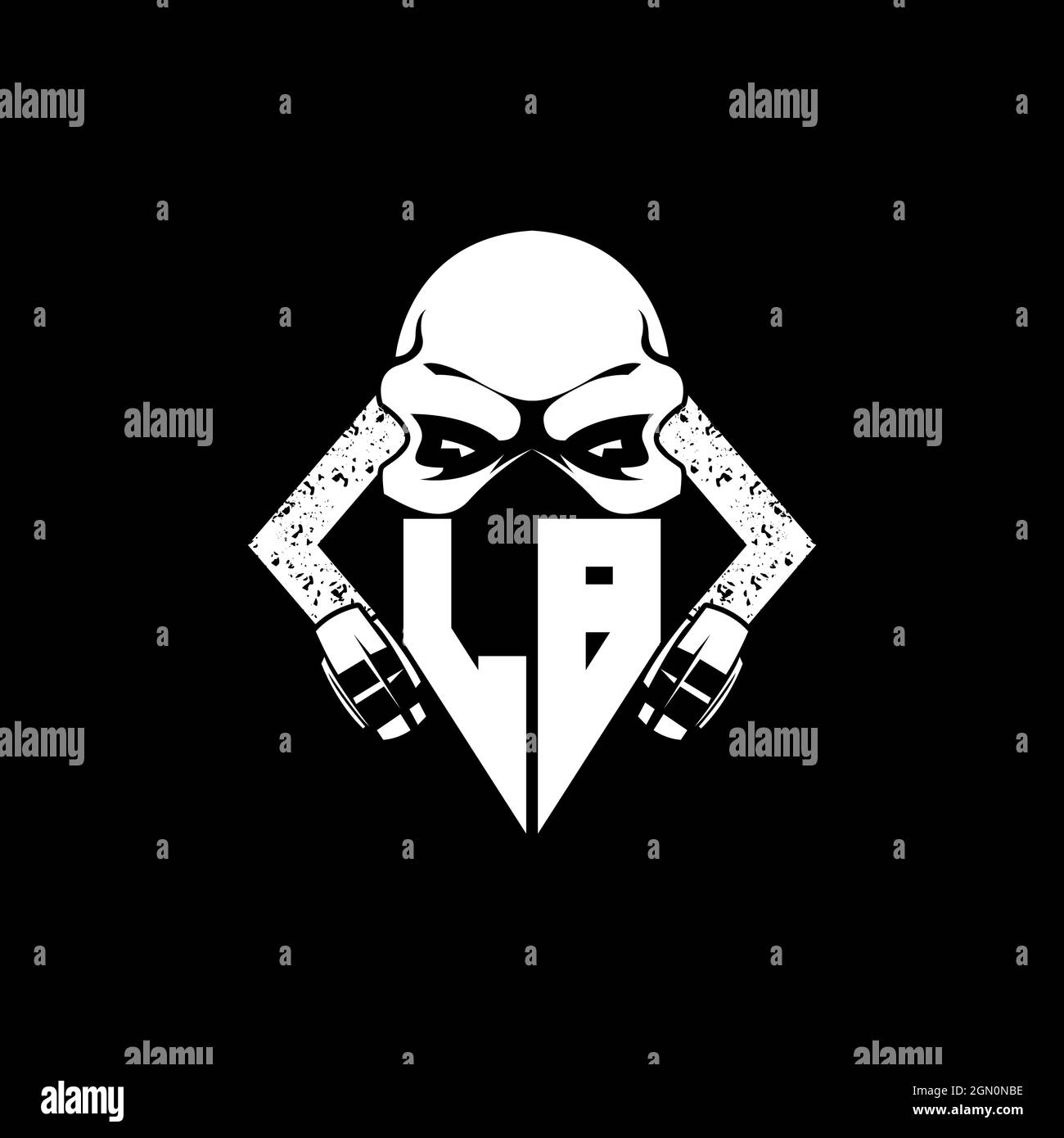 LB Monogram ESport Gaming with Skull Mask Shape Style Vector Stock Vector