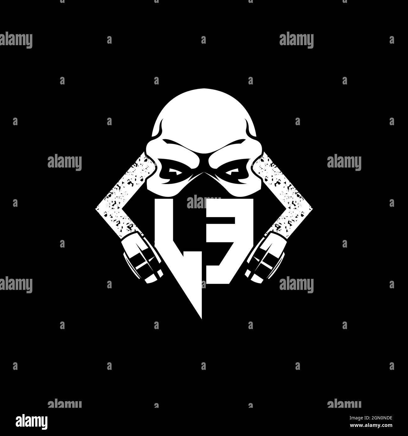 LE Monogram ESport Gaming with Skull Mask Shape Style Vector Stock Vector