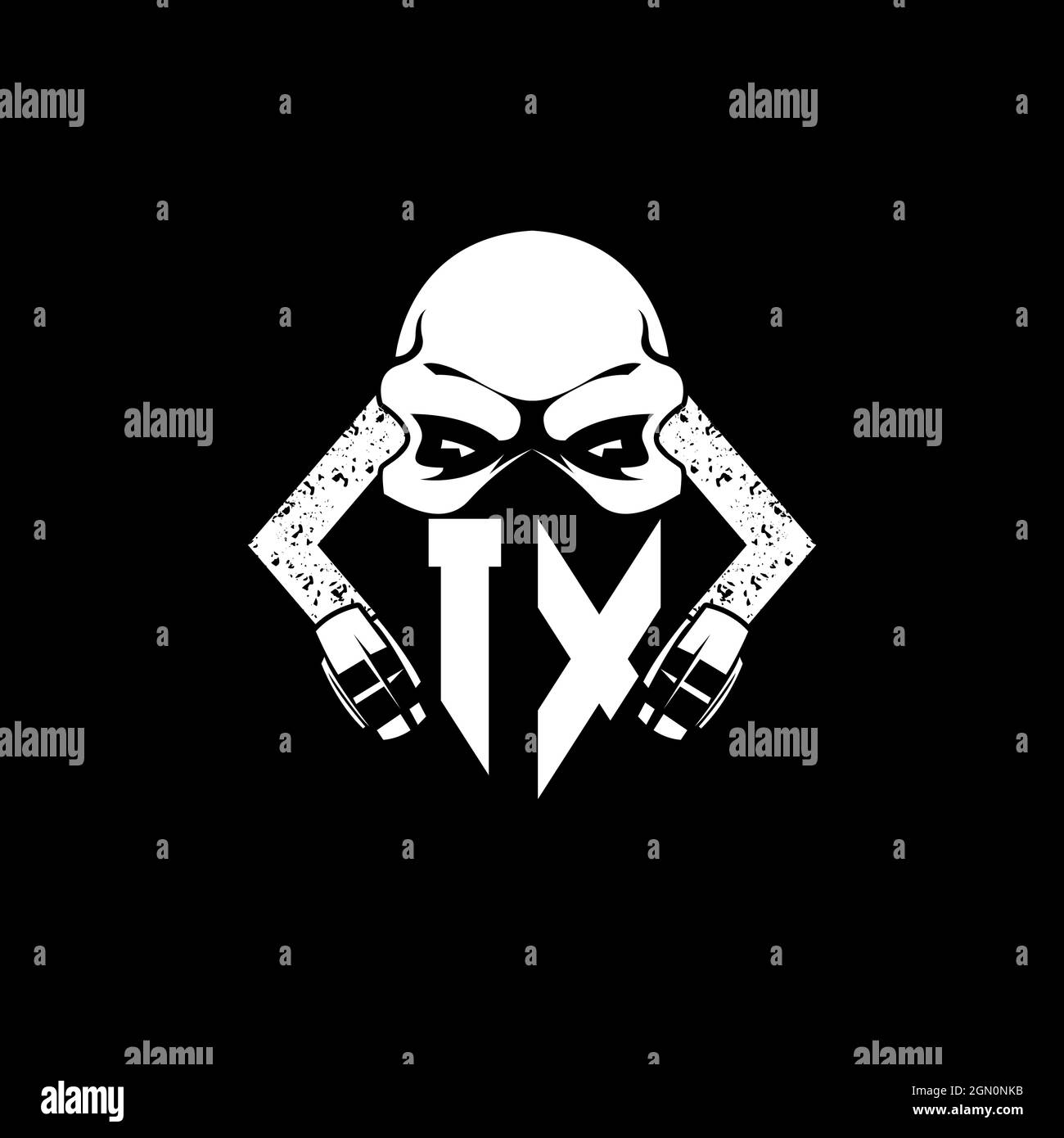 IX Monogram ESport Gaming with Skull Mask Shape Style Vector Stock Vector