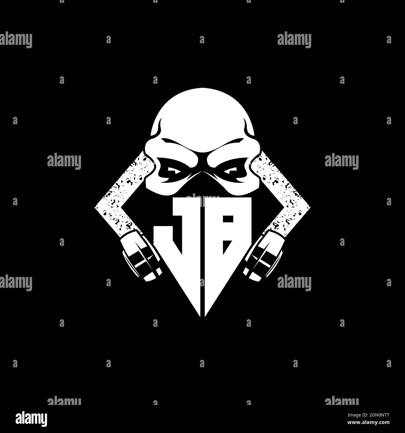 JB Monogram ESport Gaming with Skull Mask Shape Style Vector Stock Vector