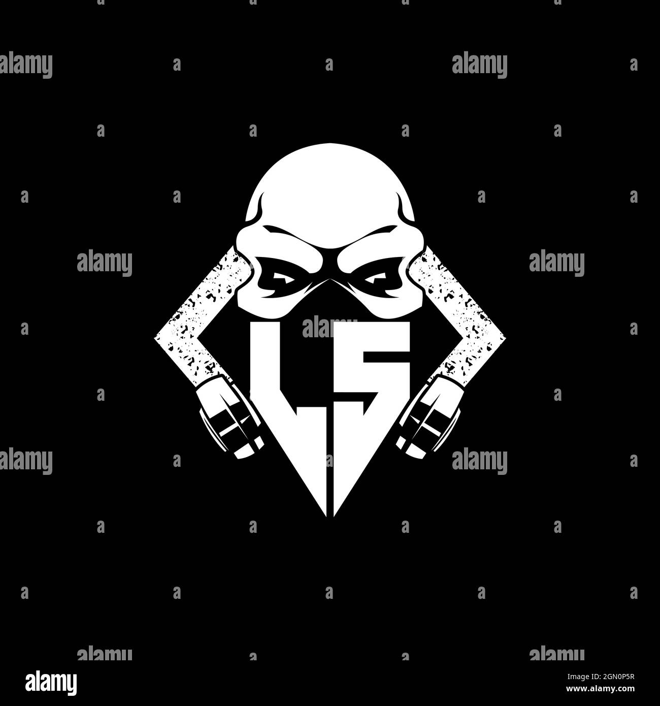 LS Monogram ESport Gaming with Skull Mask Shape Style Vector Stock Vector
