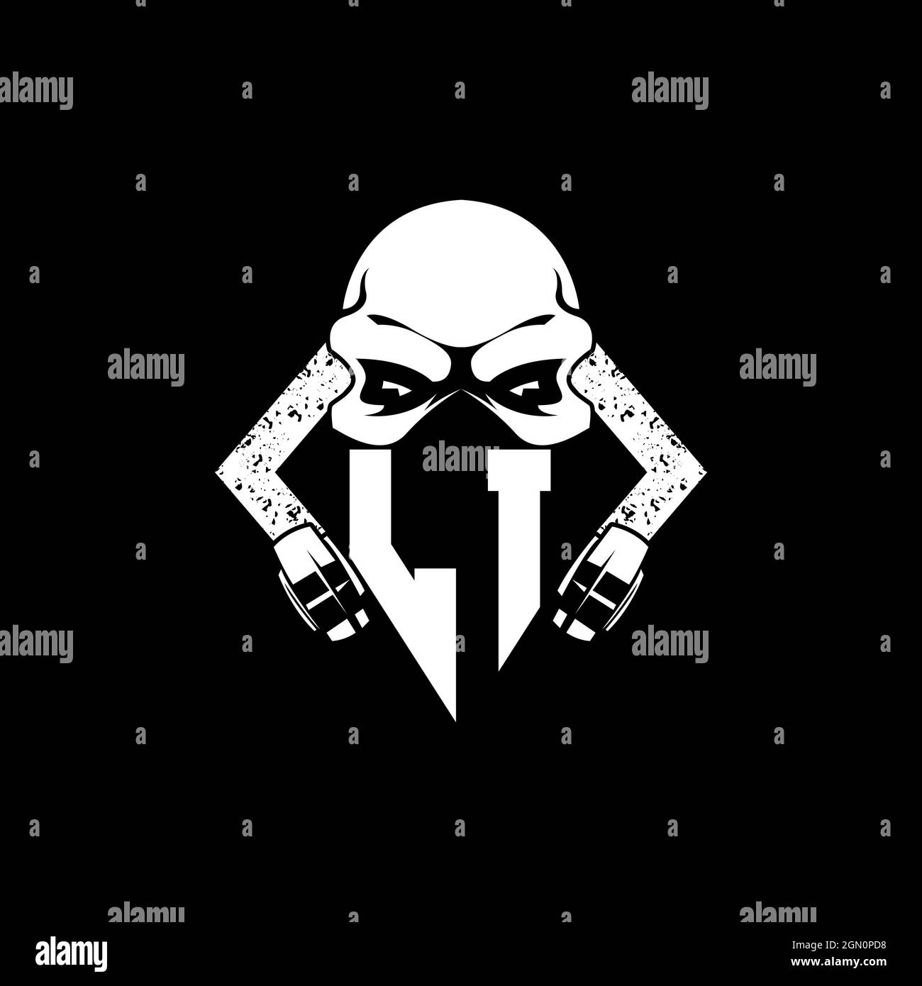 LI Monogram ESport Gaming with Skull Mask Shape Style Vector Stock Vector