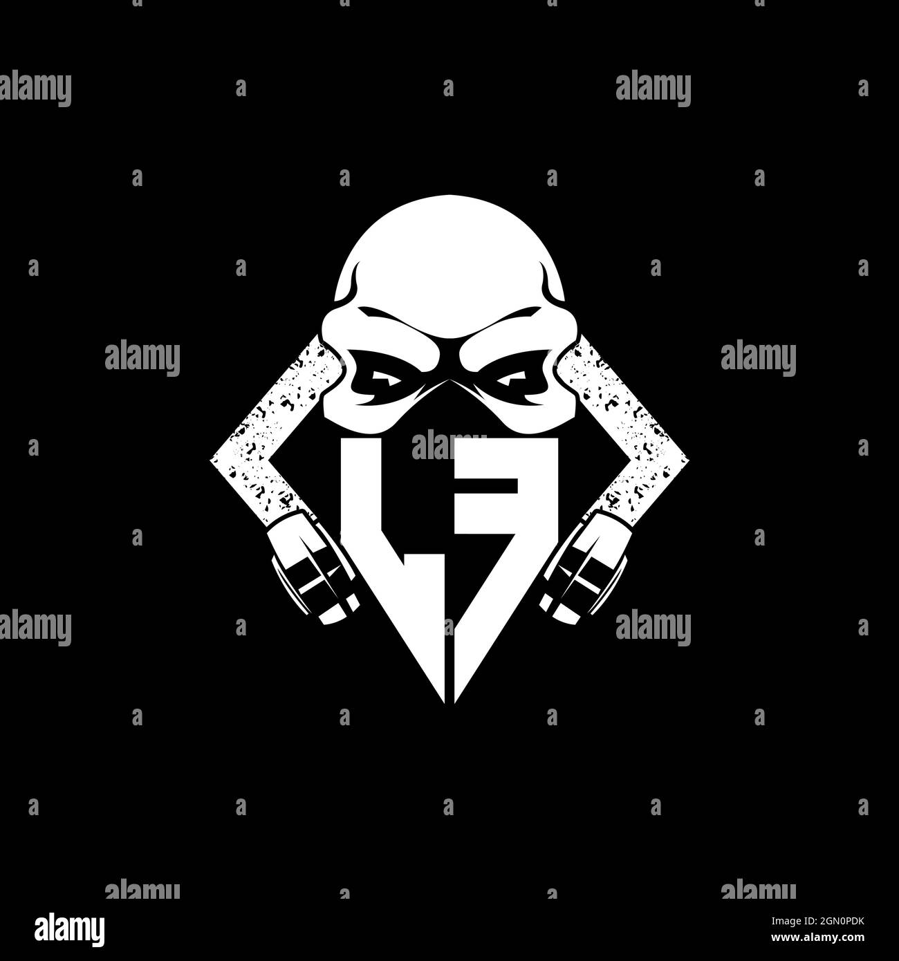 LF Monogram ESport Gaming with Skull Mask Shape Style Vector Stock Vector