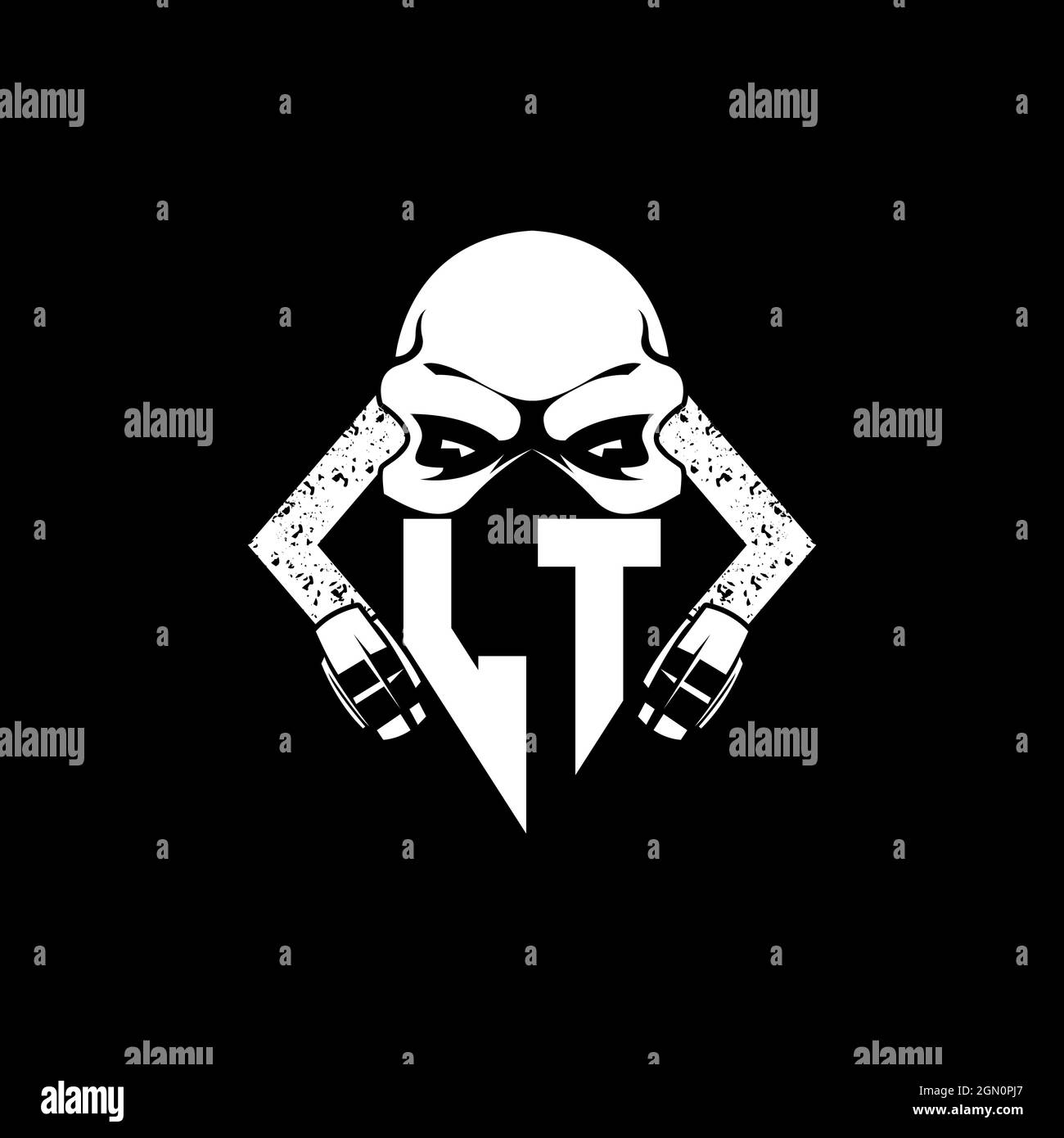 LT Monogram ESport Gaming with Skull Mask Shape Style Vector Stock Vector