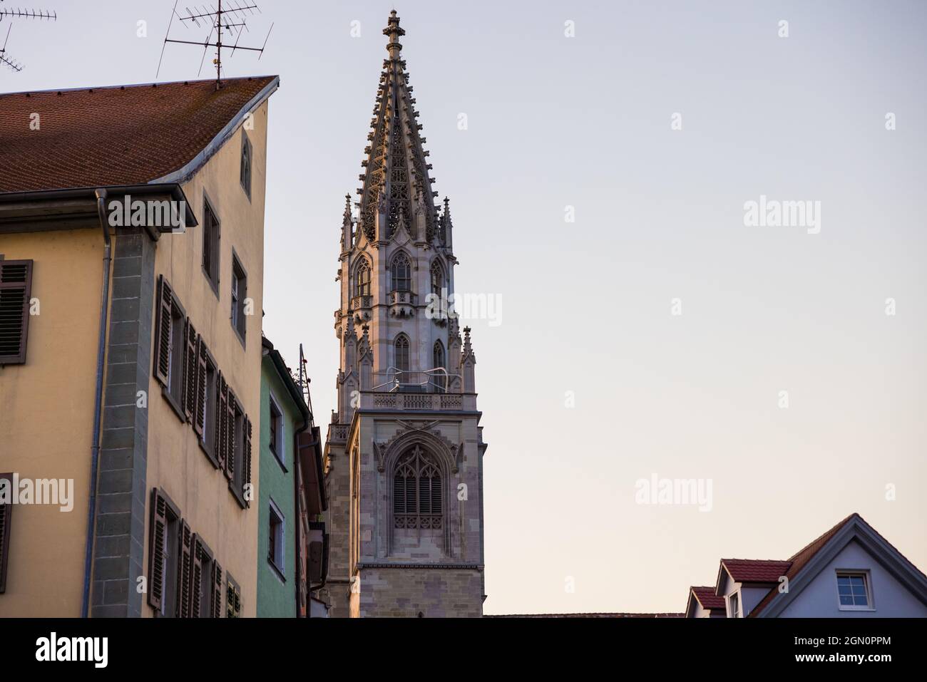 Tower Of Konstanz Minster Or Konstanz Cathedral Near Colorful Buildings tower-of-konstanz-minster-or-konstanz-cathedral-near-colorful-buildings
