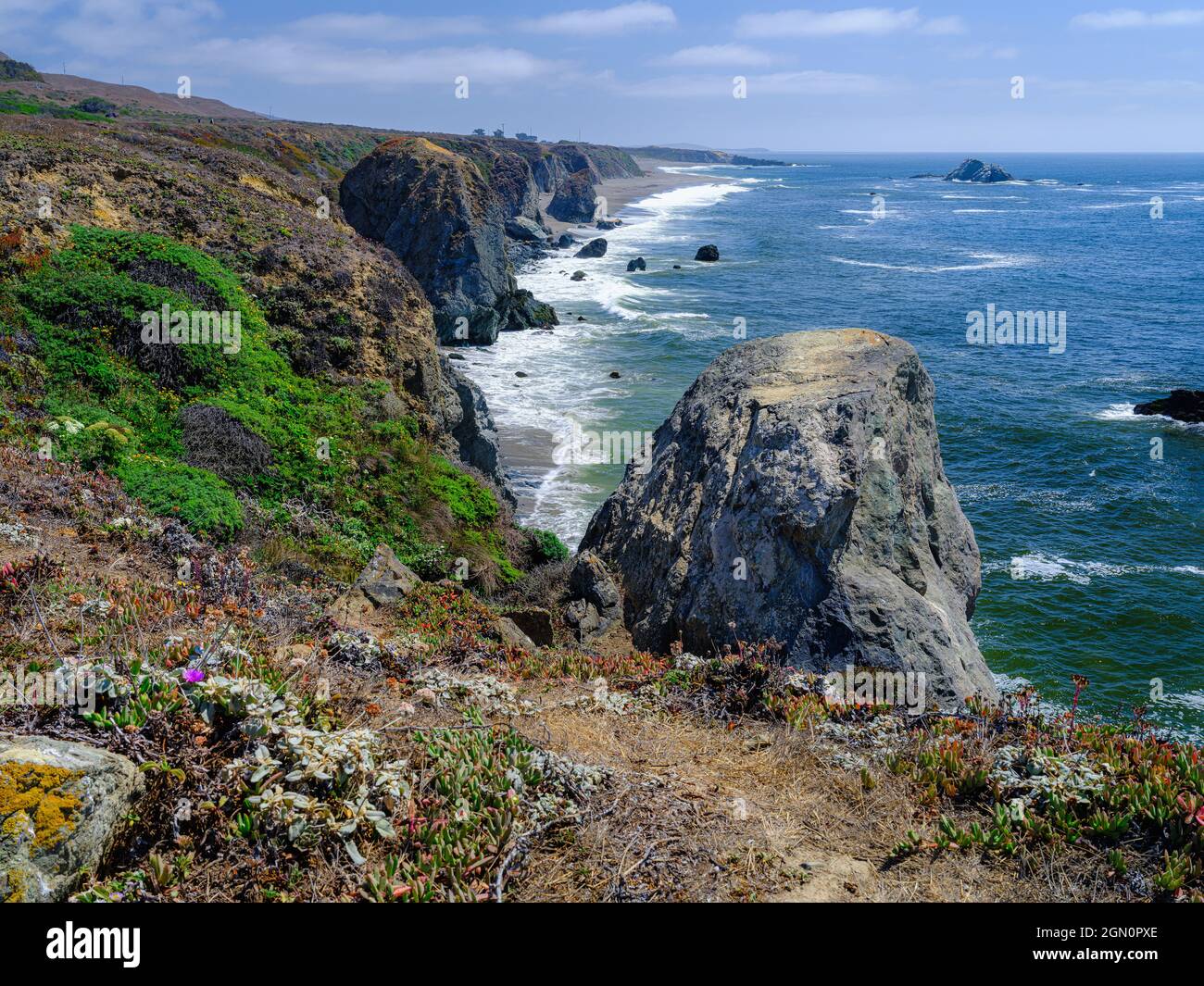 This is the ineffable Bodega Bay Area, miles and miles of quiet beaches with an ethereal and beautiful appeal. Stock Photo