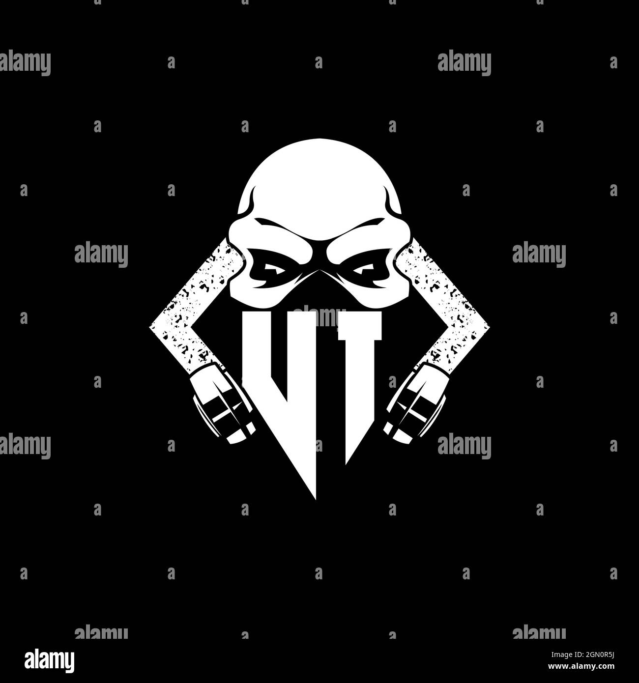UI Monogram ESport Gaming with Skull Mask Shape Style Vector Stock Vector