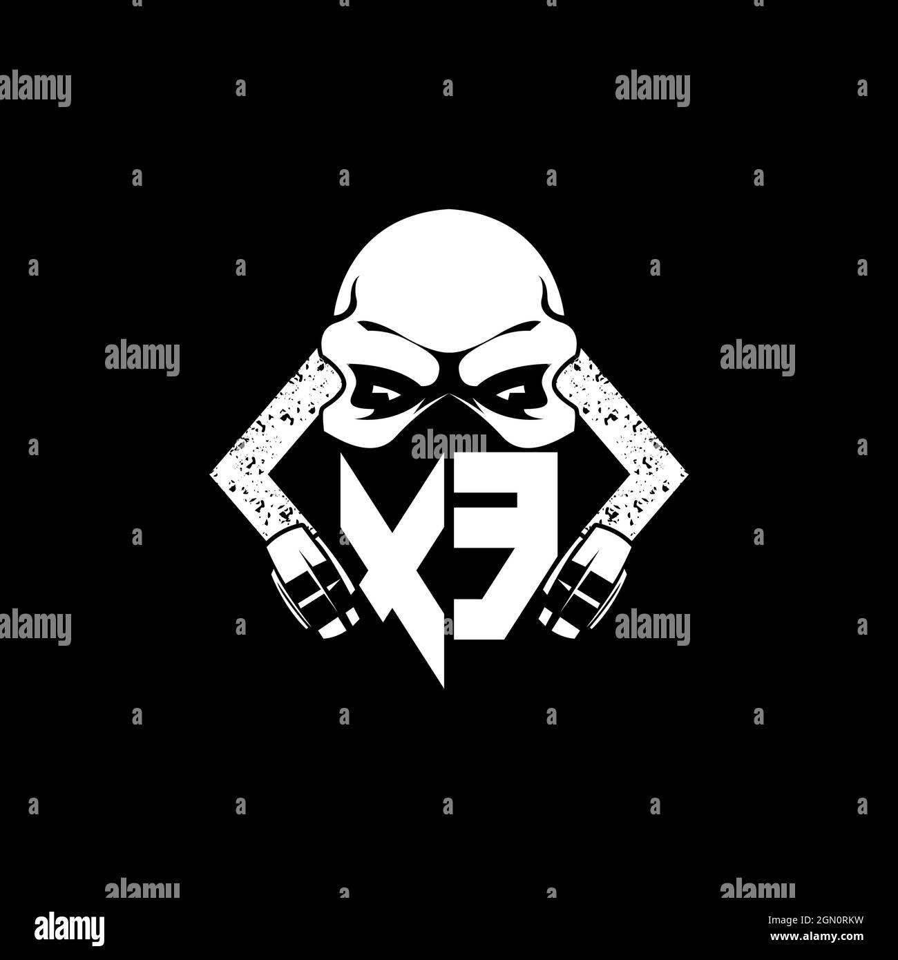 XE Monogram ESport Gaming with Skull Mask Shape Style Vector Stock Vector