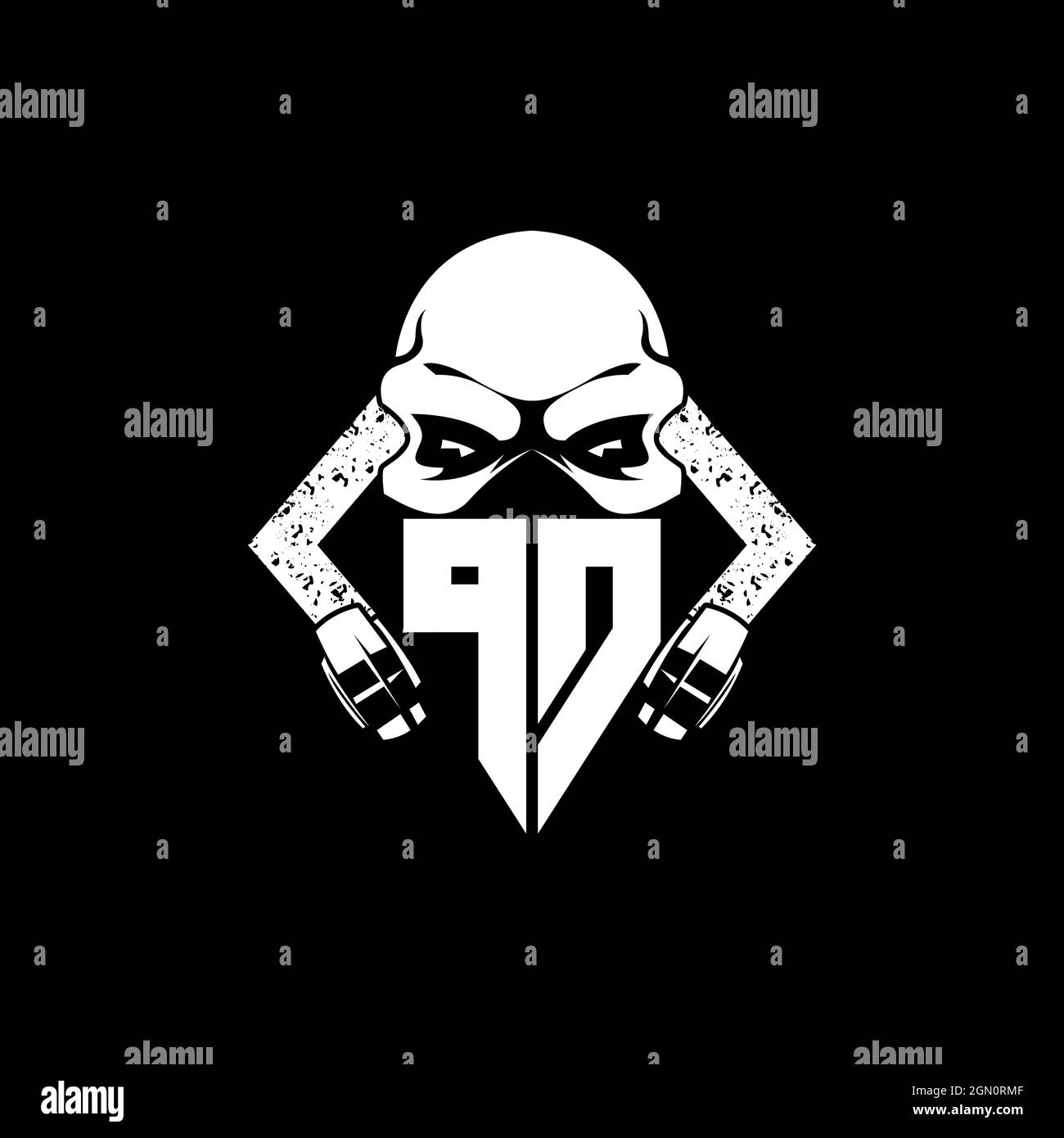 PD Monogram ESport Gaming with Skull Mask Shape Style Vector Stock Vector