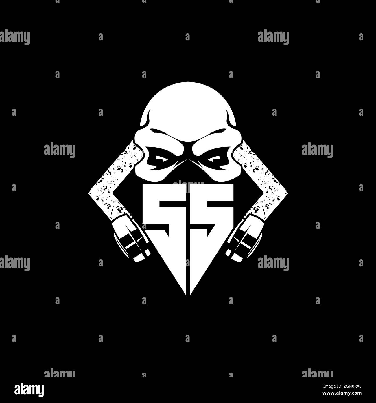 SS Monogram ESport Gaming with Skull Mask Shape Style Vector Stock Vector