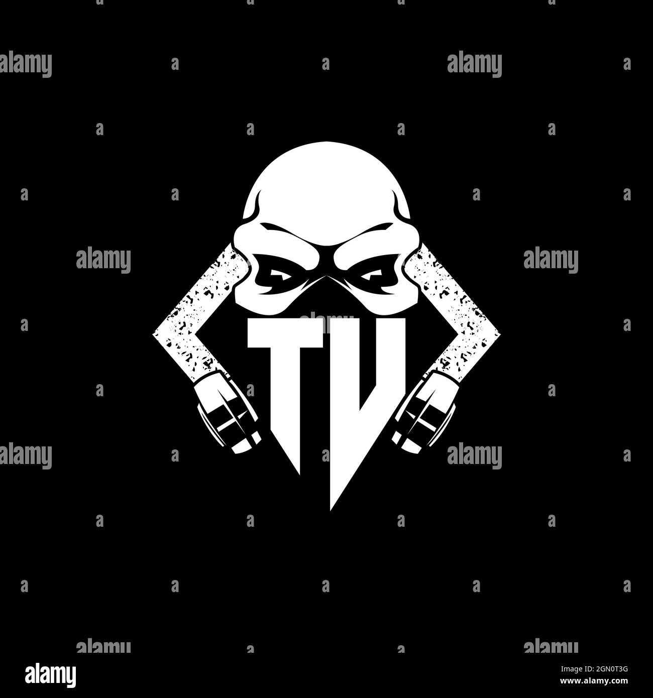 TU Monogram ESport Gaming with Skull Mask Shape Style Vector Stock Vector