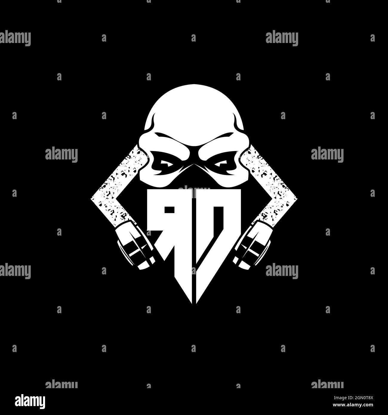 RD Monogram ESport Gaming with Skull Mask Shape Style Vector Stock Vector
