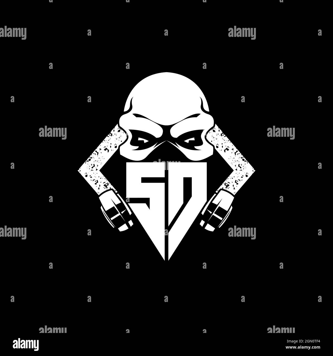 SD Monogram ESport Gaming with Skull Mask Shape Style Vector Stock Vector