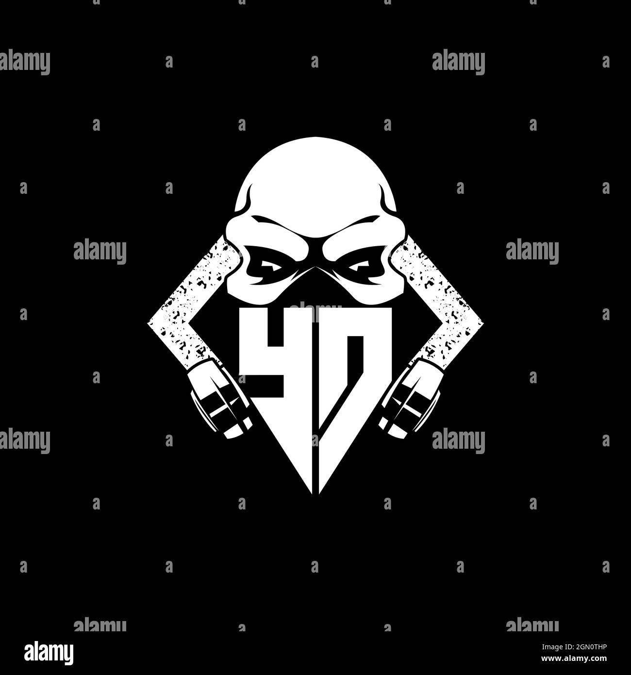 YD Monogram ESport Gaming with Skull Mask Shape Style Vector Stock Vector