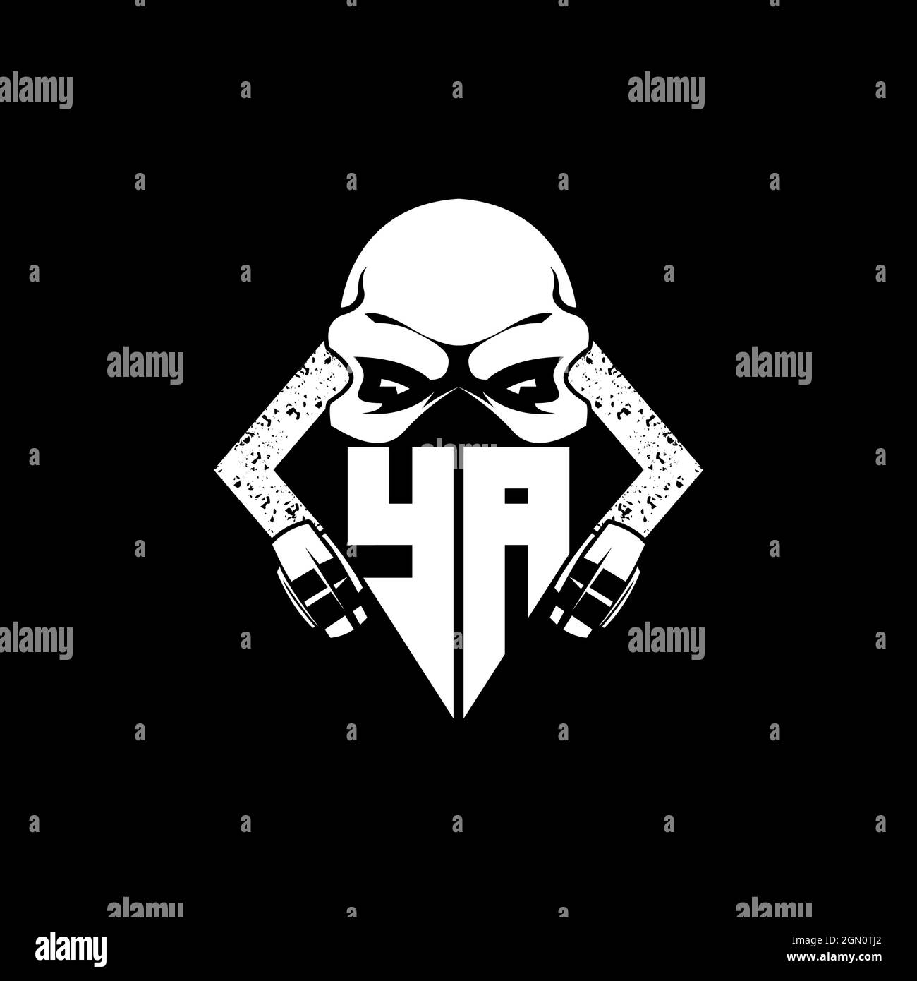 YA Monogram ESport Gaming with Skull Mask Shape Style Vector Stock Vector