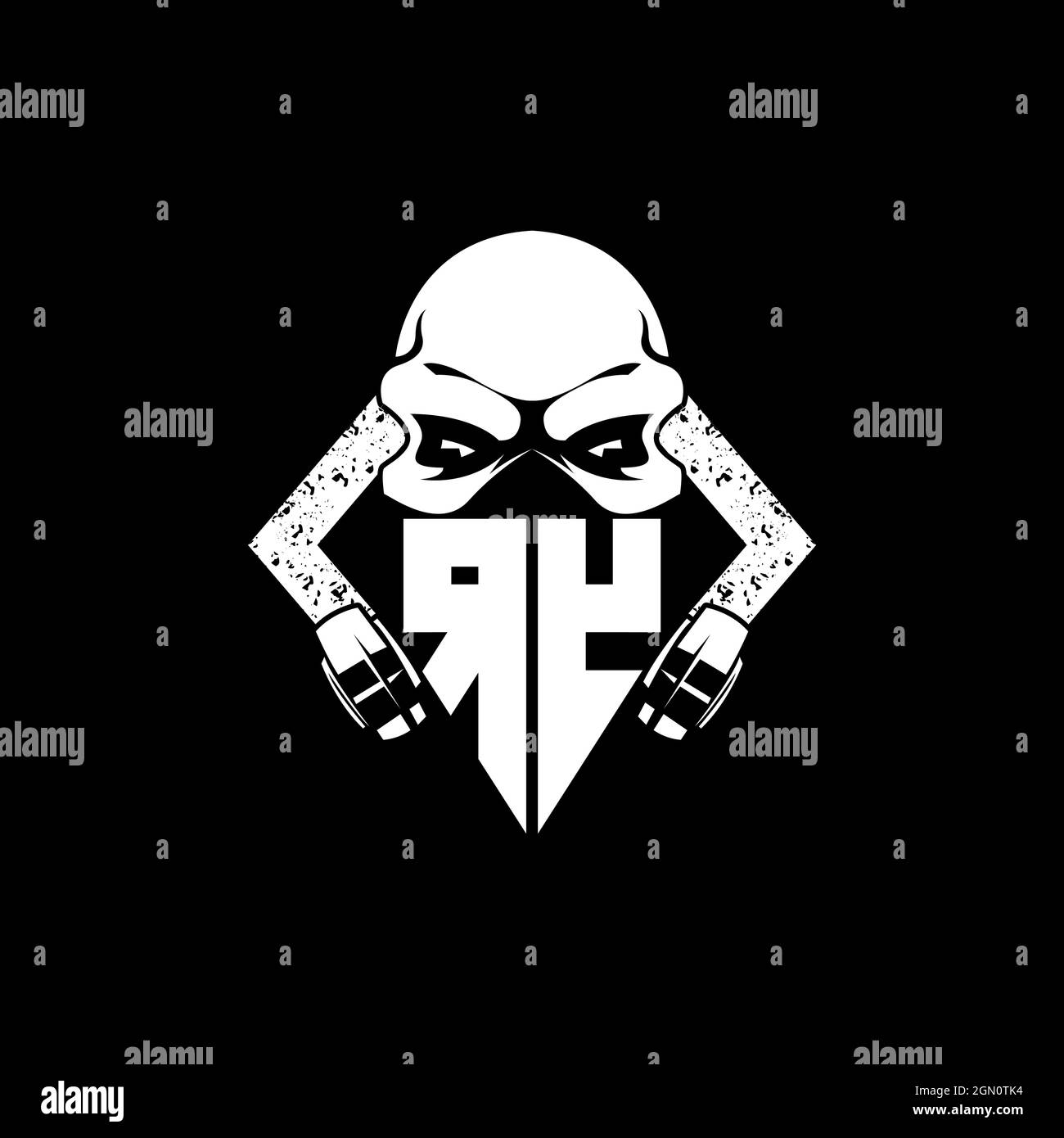 RY Monogram ESport Gaming with Skull Mask Shape Style Vector Stock Vector