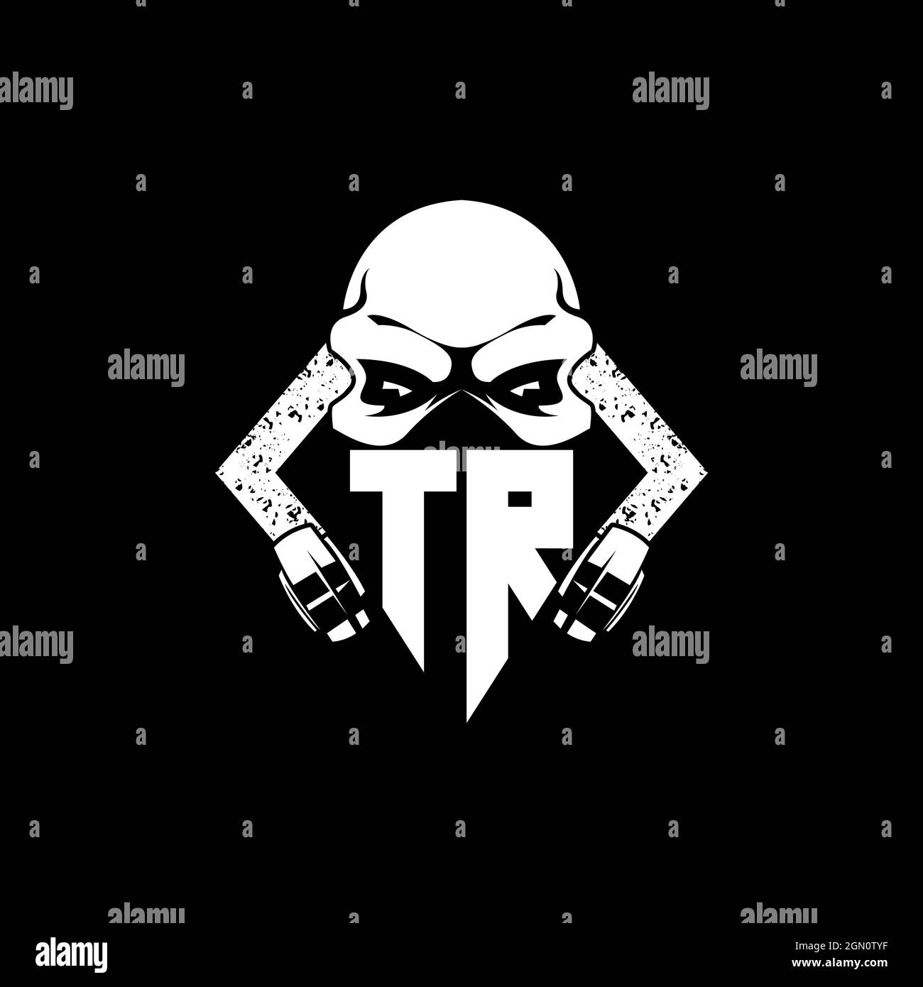 TR Monogram ESport Gaming with Skull Mask Shape Style Vector Stock Vector