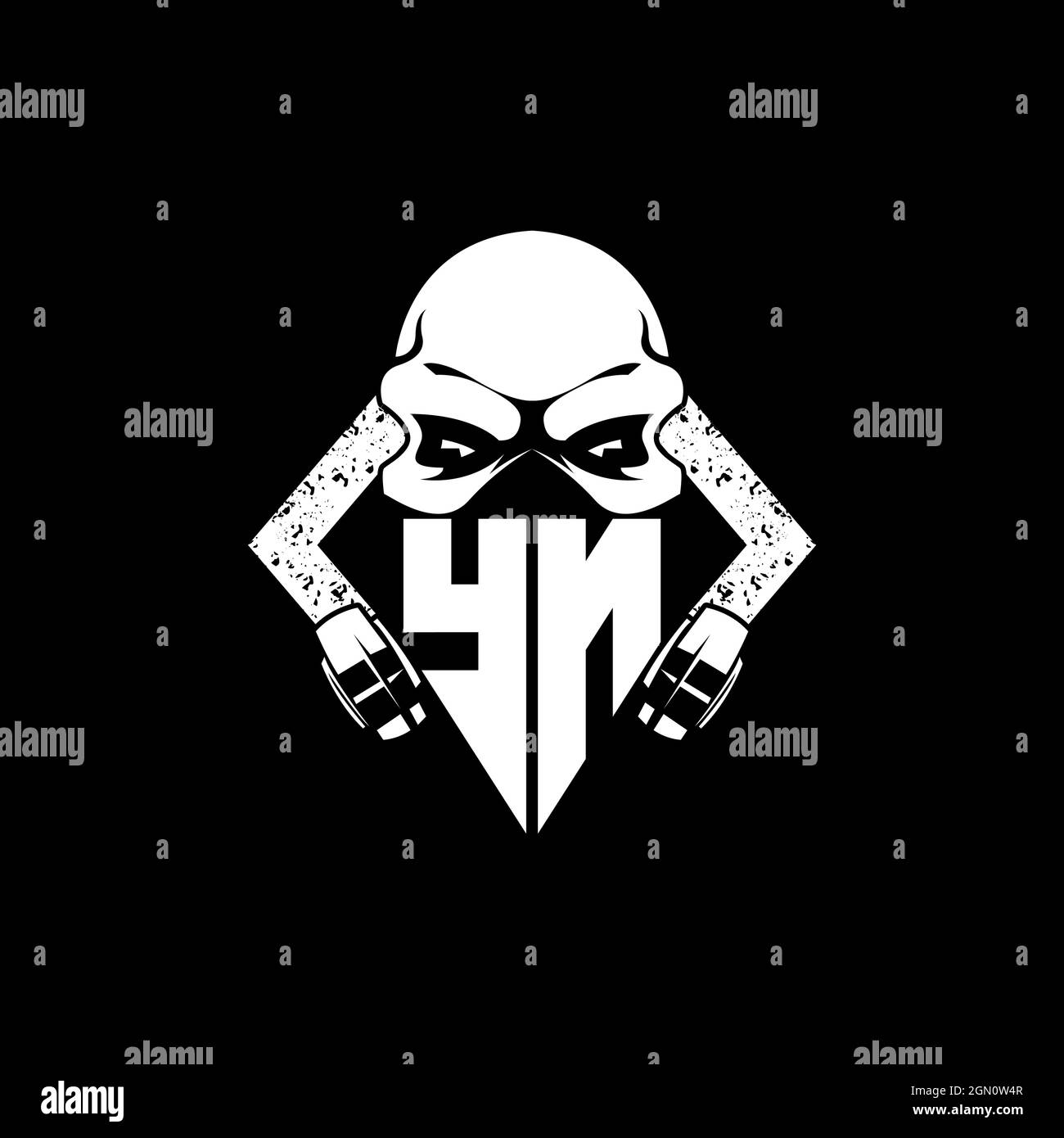 YN Monogram ESport Gaming with Skull Mask Shape Style Vector Stock Vector