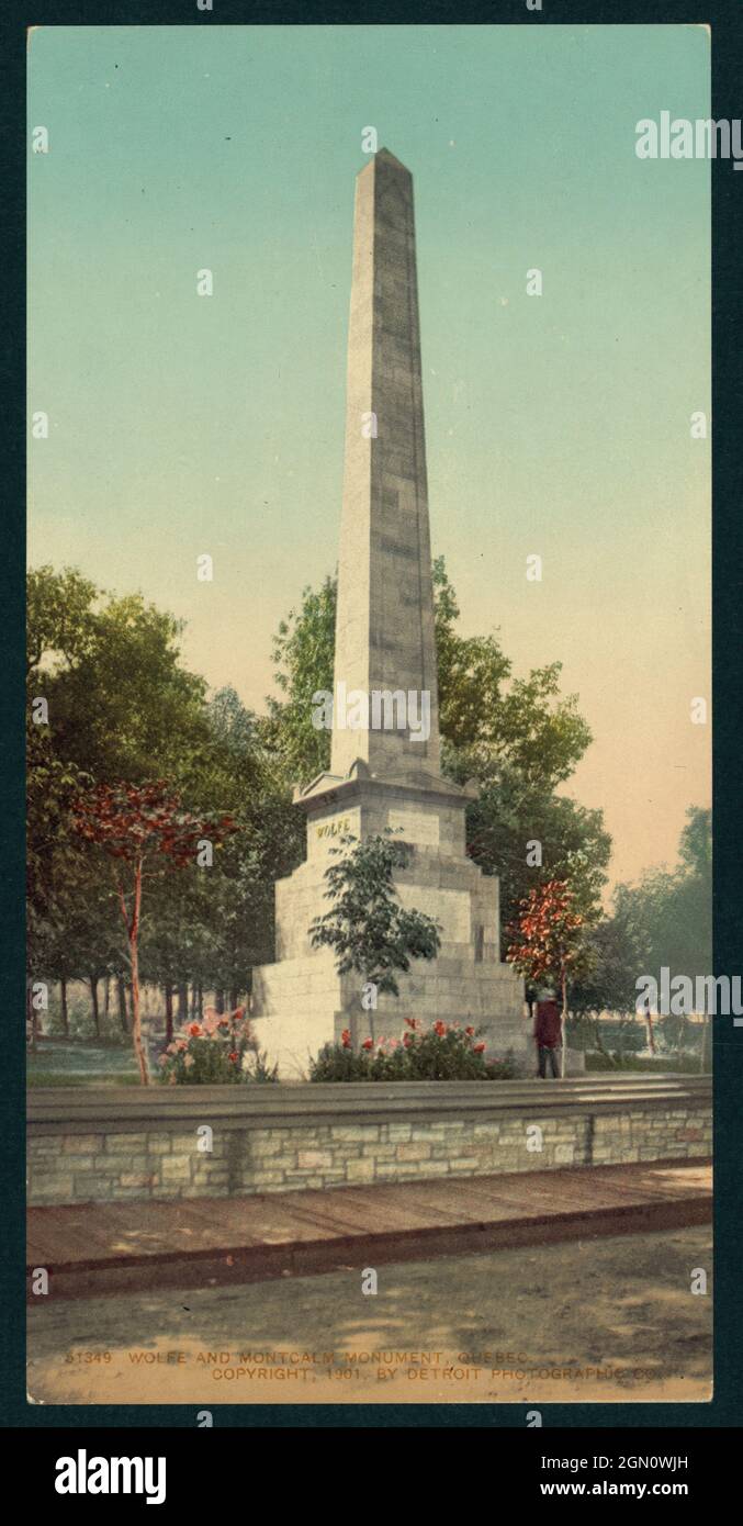 Wolfe and Montcalm monument c. 1900, Quebec, Canada Stock Photo