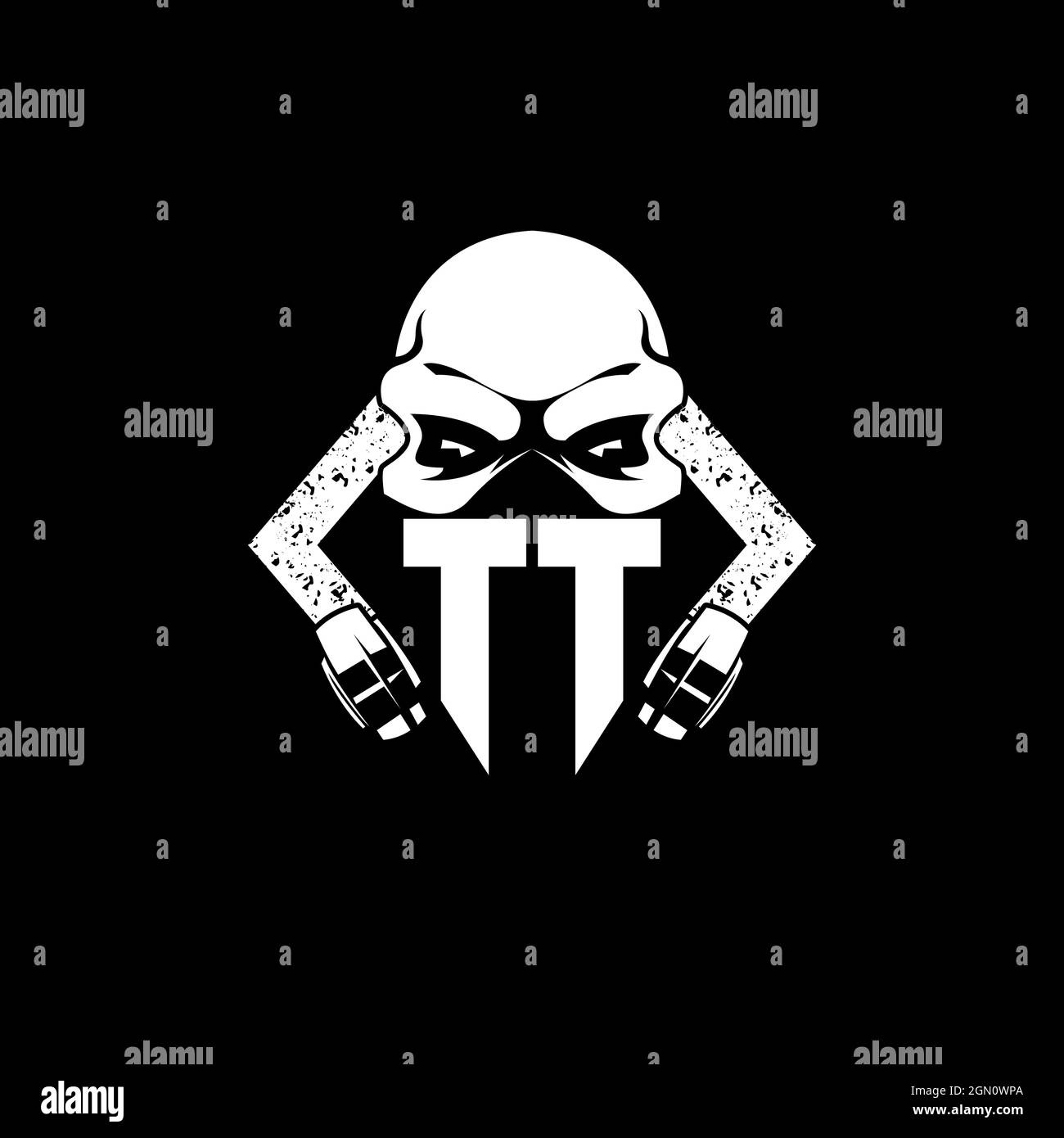 TT Monogram ESport Gaming with Skull Mask Shape Style Vector Stock Vector