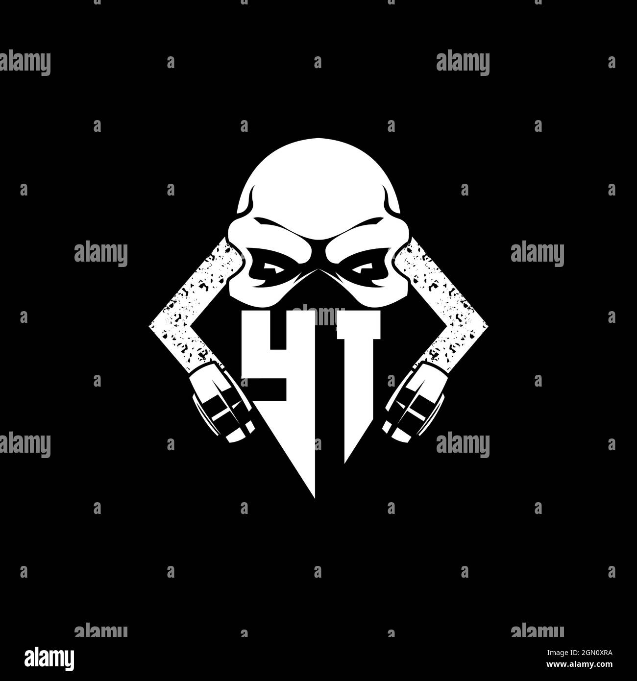 YI Monogram ESport Gaming with Skull Mask Shape Style Vector Stock Vector