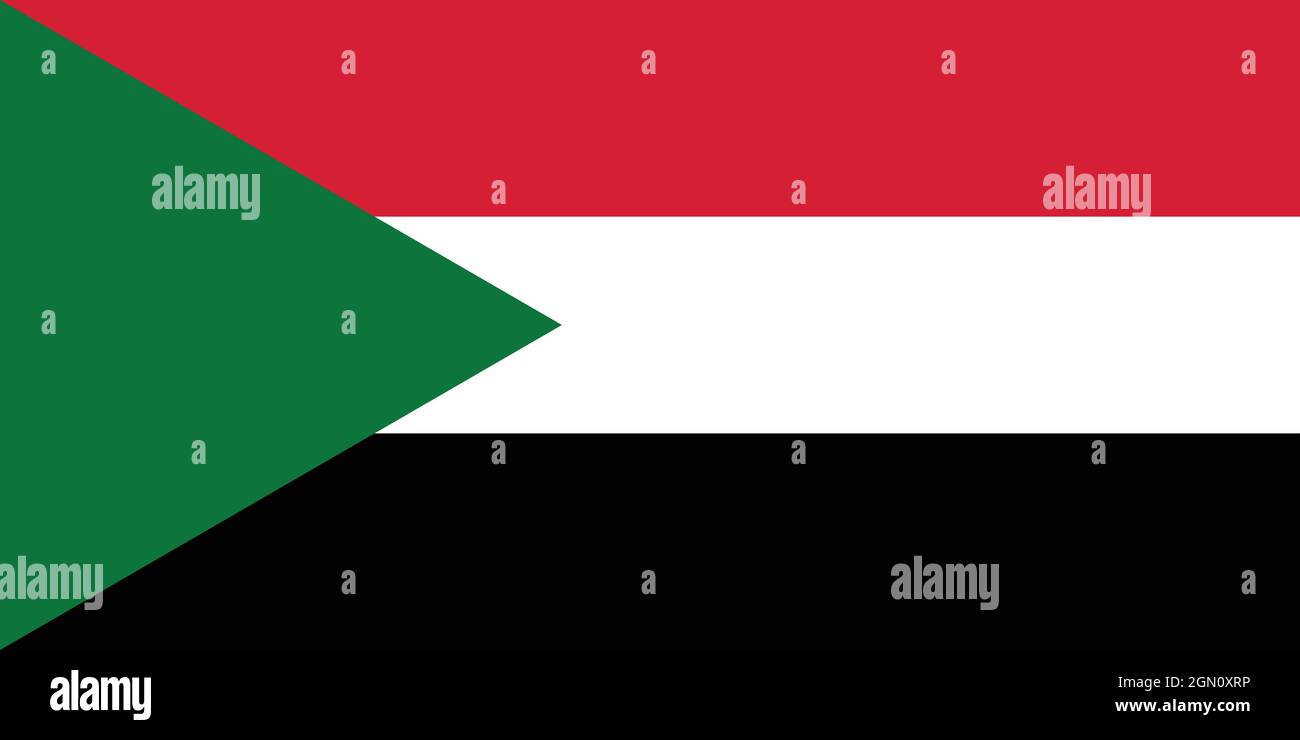 National flag of Sudan original size and colors vector illustration, made intime Arab Liberation Flag and Egyptian Revolution, Pan-Arab Colours flag Stock Vector