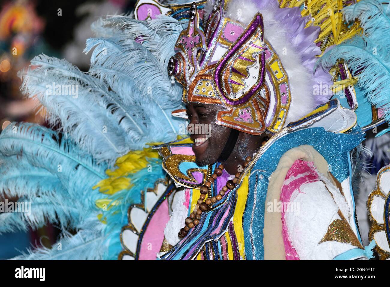 Christmas Junkanoo parade celebration in the Bahamas with colorful