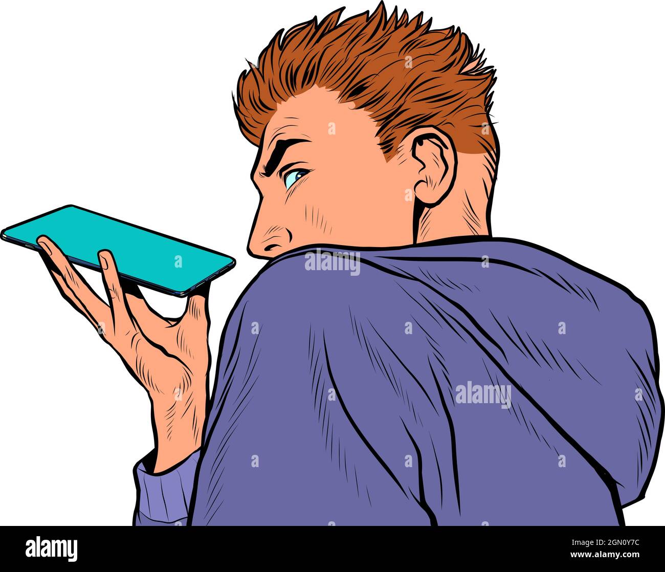 Young man smart phone Stock Vector Images Alamy