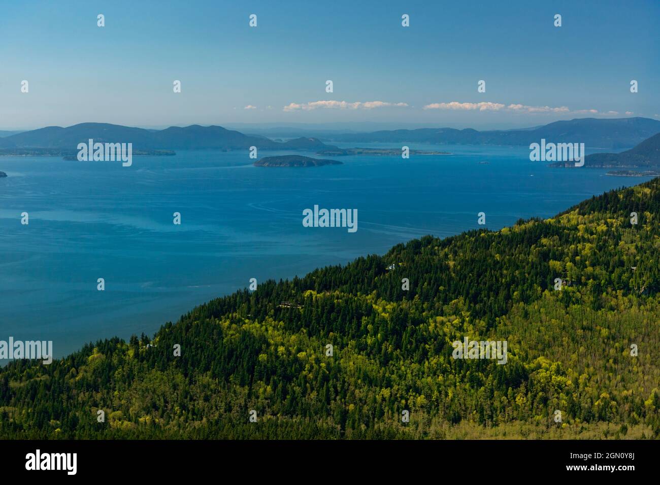 WA19643-00...WASHINGTON - View from Oyster Dome overlooking Samish Bay and Orcas Island. Stock Photo