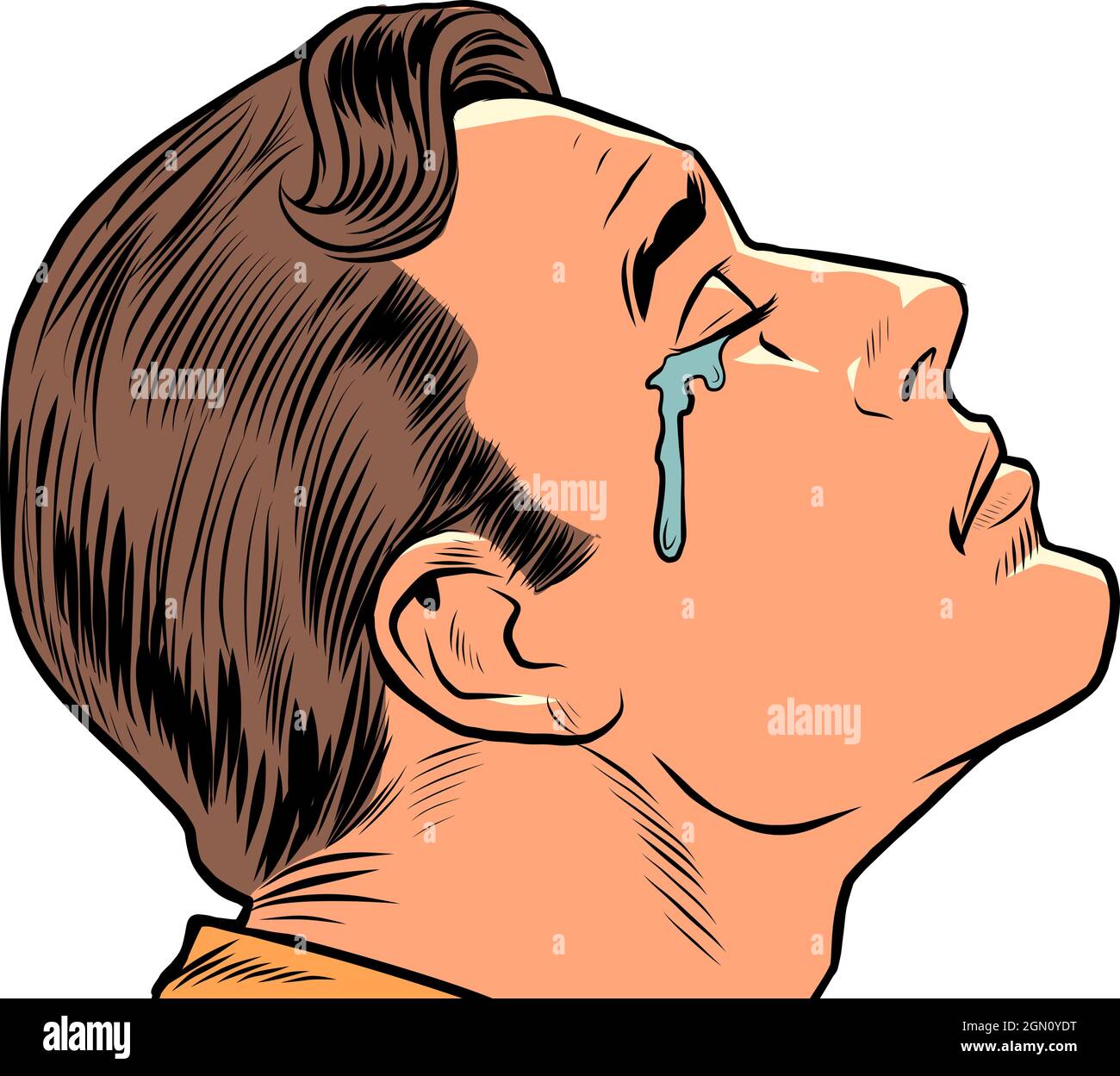 a crying man, human emotions. Sad mood, sadness Stock Vector