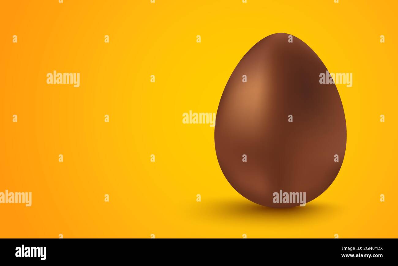 Vector chocolate egg for Easter. Vector illustration of a Chocolate egg for Easter. Vector egg on yellow background. Stock Vector